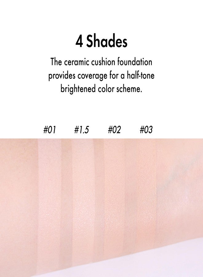 اميوز كريم أساس Amuse SEOUL Ceramic Skin Perfector Cushion Foundation (1.5 NATURAL) | يدوم طويلاً، خفيف الوزن، شبه مطفي، تغطية مثالية، مضاد للحساسية، نباتي، جمال كوري (15 غ / 0.52 أونصة) - Image 5